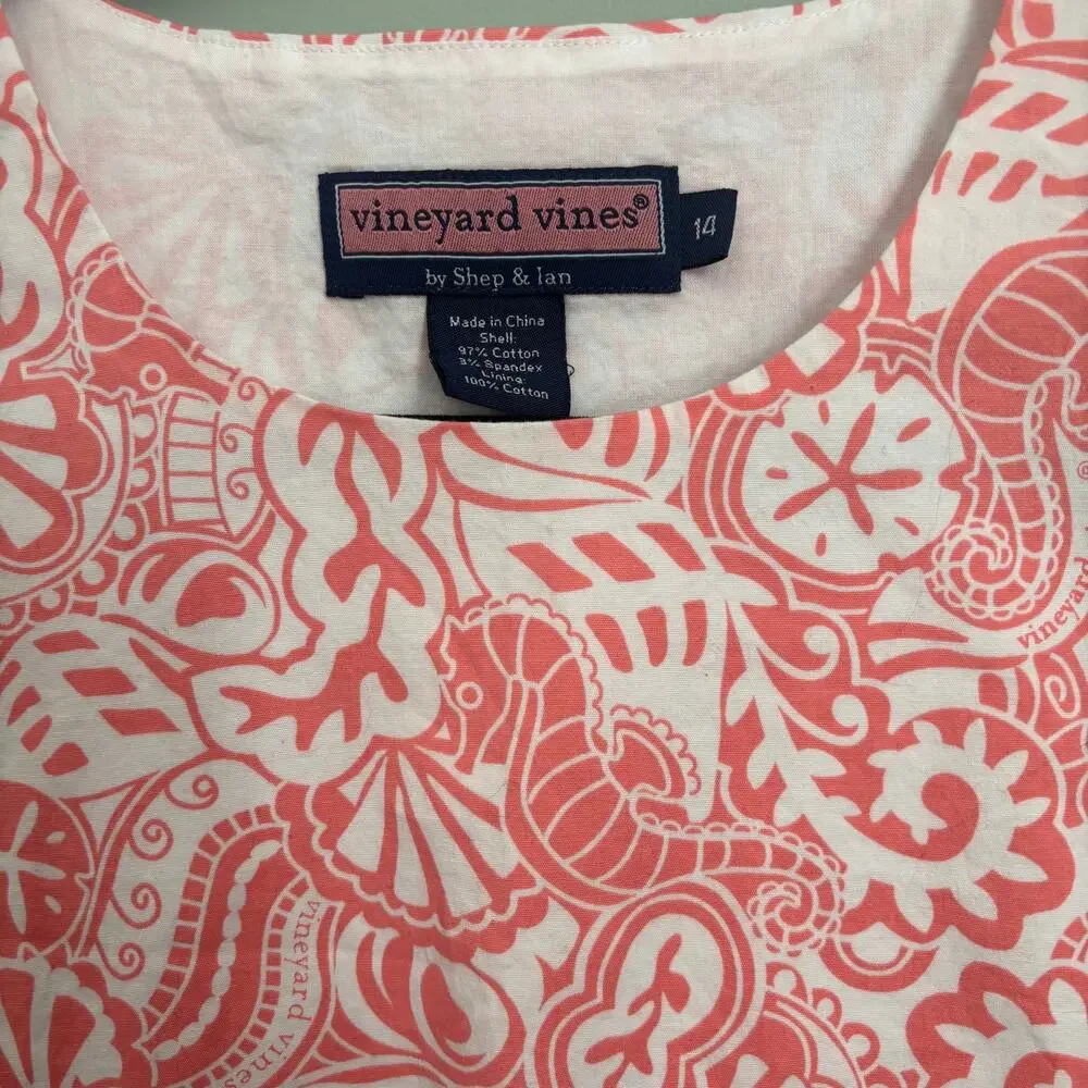 Vineyard Vines Girls Sleeveless Print Shift Dress